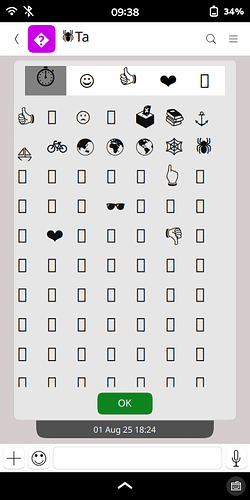 Screenshot of sparse emoji menu