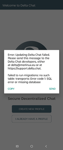 Delta chat does not upgrade